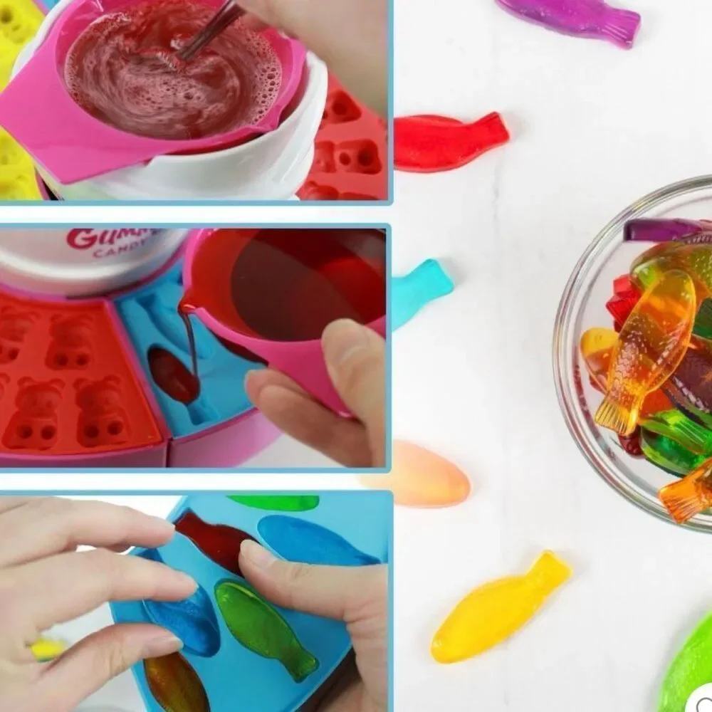 Nostalgia Gummy Candy Making Kit With 4 Silicone Mold Trays Bundle Multicolor OS